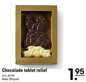 Aanbiedingen Chocolade tablet relief - Huismerk - Sligro - Geldig van 31/03/2017 tot 17/04/2017 bij Sligro