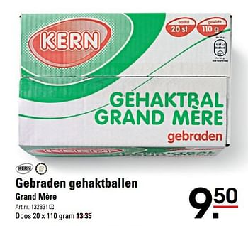 Aanbiedingen Gebraden gehaktballen grand mère - Kern - Geldig van 09/03/2017 tot 27/03/2017 bij Sligro