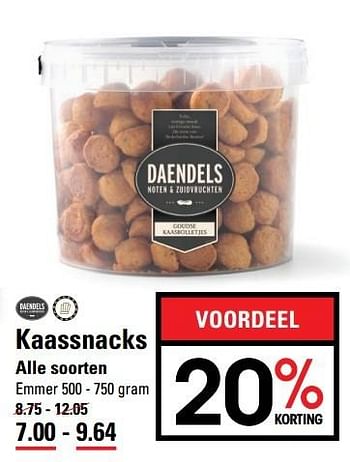 Aanbiedingen Kaassnacks alle soorten - Daendels - Geldig van 09/03/2017 tot 27/03/2017 bij Sligro