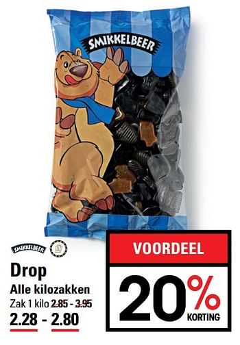 Aanbiedingen Drop alle kilozakken - Smikkelbeer - Geldig van 09/03/2017 tot 27/03/2017 bij Sligro