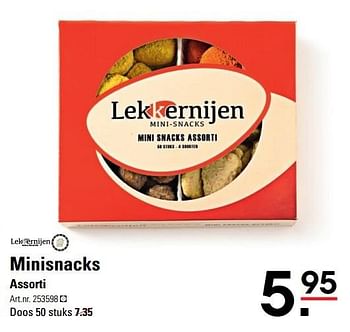 Aanbiedingen Minisnacks assorti - Lekkernijen - Geldig van 09/03/2017 tot 27/03/2017 bij Sligro