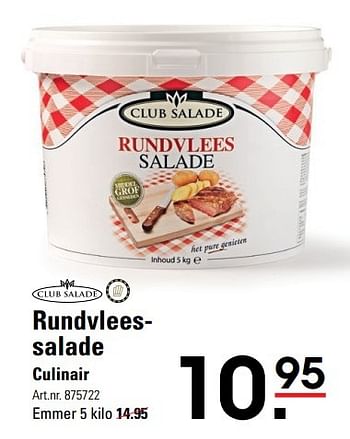 Aanbiedingen Rundvleessalade culinair - Club Salade - Geldig van 09/03/2017 tot 27/03/2017 bij Sligro