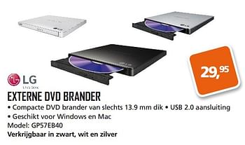 Aanbiedingen Lg externe dvd brander - LG - Geldig van 13/03/2017 tot 02/04/2017 bij ITprodeals