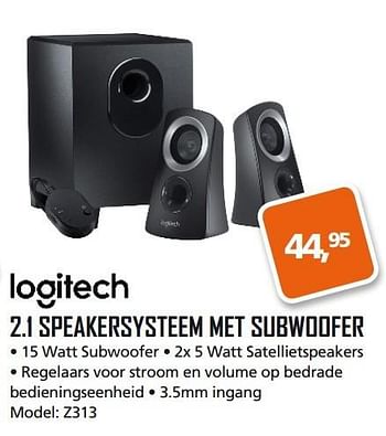 Aanbiedingen 2.1 speakersysteem met subwoofer - Logitech - Geldig van 13/03/2017 tot 02/04/2017 bij ITprodeals