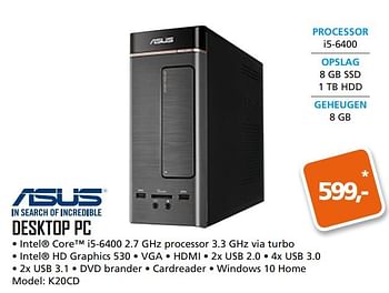 Aanbiedingen Desktop pc - Asus - Geldig van 13/03/2017 tot 02/04/2017 bij ITprodeals