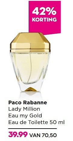 Aanbiedingen Paco rabanne lady million eau my gold eau de toilette - Paco Rabanne - Geldig van 14/03/2017 tot 02/04/2017 bij Ici Paris XL