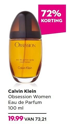 Aanbiedingen Calvin klein obsession women eau de parfum - Calvin Klein - Geldig van 14/03/2017 tot 02/04/2017 bij Ici Paris XL