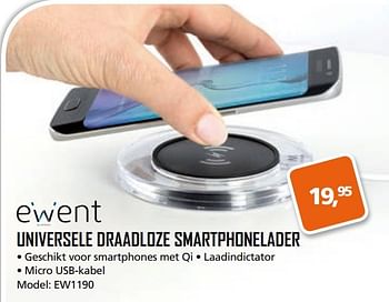 Aanbiedingen Universele draadloze smartphonelader - Ewent - Geldig van 13/03/2017 tot 02/04/2017 bij ITprodeals