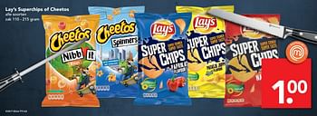 Aanbiedingen Lay`s superchips of cheetos - Lay's - Geldig van 19/03/2017 tot 25/03/2017 bij Deen Supermarkten