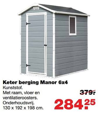 Aanbiedingen Keter berging manor 6x4 - Keter - Geldig van 27/03/2017 tot 02/04/2017 bij Praxis