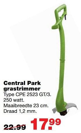 Aanbiedingen Central park grastrimmer cpe 2523 gt-3 - Central Park - Geldig van 27/03/2017 tot 02/04/2017 bij Praxis