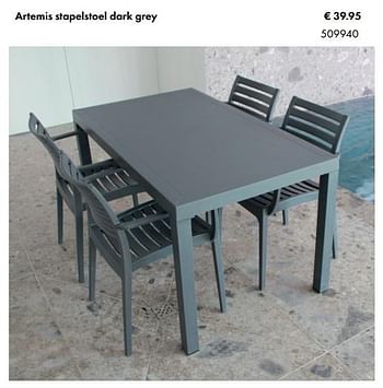 Aanbiedingen Artemis stapelstoel dark grey - Huismerk - Multi Bazar - Geldig van 19/03/2017 tot 31/08/2017 bij Multi Bazar