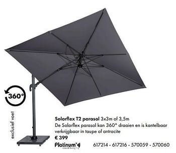 Aanbiedingen Solarflex t2 parasol - Platinum Casual Living - Geldig van 19/03/2017 tot 31/08/2017 bij Multi Bazar