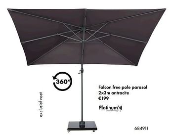 Aanbiedingen Falcon free pole parasol 2x3m antracite - Platinum Casual Living - Geldig van 19/03/2017 tot 31/08/2017 bij Multi Bazar