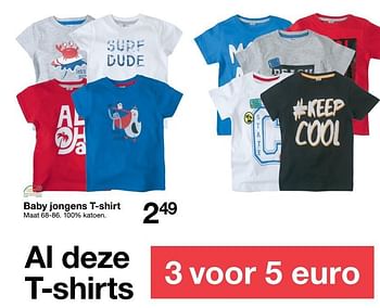 Aanbiedingen Baby jongens t-shirt - Huismerk - Zeeman  - Geldig van 25/03/2017 tot 07/04/2017 bij Zeeman