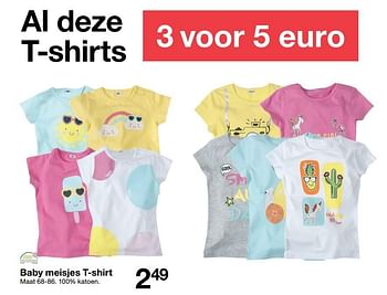 Aanbiedingen Baby meisjes t-shirt - Huismerk - Zeeman  - Geldig van 25/03/2017 tot 07/04/2017 bij Zeeman
