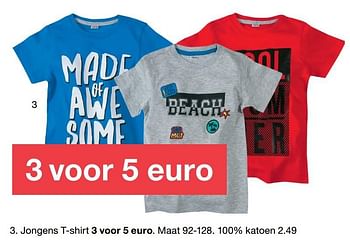 Aanbiedingen Jongens t-shirt - Huismerk - Zeeman  - Geldig van 25/03/2017 tot 07/04/2017 bij Zeeman