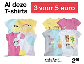 Aanbiedingen Meisjes t-shirt - Huismerk - Zeeman  - Geldig van 25/03/2017 tot 07/04/2017 bij Zeeman