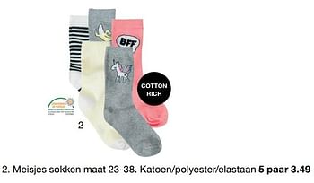 Aanbiedingen Meisjes sokken - Huismerk - Zeeman  - Geldig van 25/03/2017 tot 07/04/2017 bij Zeeman