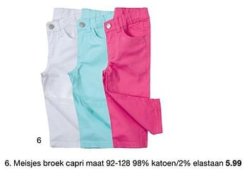 Aanbiedingen Meisjes broek capri - Huismerk - Zeeman  - Geldig van 25/03/2017 tot 07/04/2017 bij Zeeman