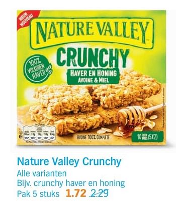 Aanbiedingen Crunchy haver en honing - Nature Valley  - Geldig van 20/03/2017 tot 26/03/2017 bij Albert Heijn