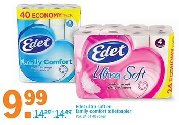Aanbiedingen Edet ultra soft en family comfort toiletpapier - Edet - Geldig van 20/03/2017 tot 26/03/2017 bij Albert Heijn