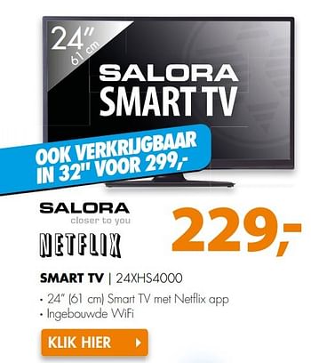 Aanbiedingen Salora smart tv 24xhs4000 - Salora - Geldig van 20/03/2017 tot 26/03/2017 bij Expert