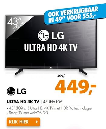 Aanbiedingen Lg ultra hd 4k tv 43uh610v - LG - Geldig van 20/03/2017 tot 26/03/2017 bij Expert