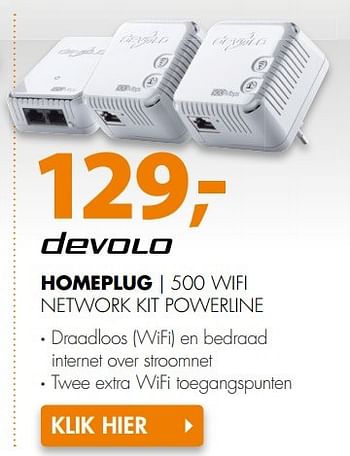 Aanbiedingen Devolo homeplug 500 wifi network kit powerline - Devolo - Geldig van 20/03/2017 tot 26/03/2017 bij Expert