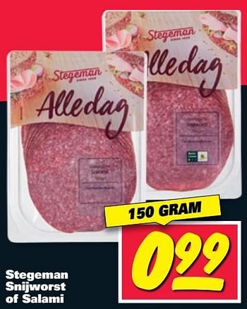 Aanbiedingen Stegeman snijworst of salami - Stegeman - Geldig van 20/03/2017 tot 26/03/2017 bij Nettorama