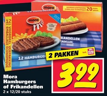 Aanbiedingen Mora hamburgers of frikandellen - Mora - Geldig van 20/03/2017 tot 26/03/2017 bij Nettorama