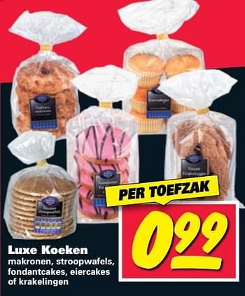 Aanbiedingen Luxe koeken makronen, stroopwafels, fondantcakes, eiercakes - Huismerk - Nettorama - Geldig van 20/03/2017 tot 26/03/2017 bij Nettorama