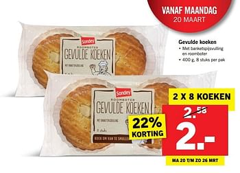 Aanbiedingen Gevulde koeken - Sondey - Geldig van 20/03/2017 tot 26/03/2017 bij Lidl