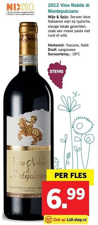 Aanbiedingen 2012 vino nobile di montepulciano - Rode wijnen - Geldig van 20/03/2017 tot 26/03/2017 bij Lidl