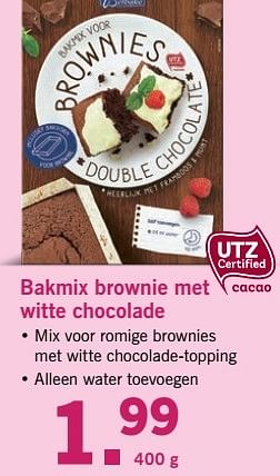 Aanbiedingen Bakmix brownie met witte chocolade - Huismerk - Lidl - Geldig van 20/03/2017 tot 26/03/2017 bij Lidl