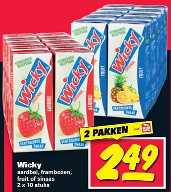 Aanbiedingen Wicky aardbei frambozen fruit of sinaas - Wicky - Geldig van 20/03/2017 tot 26/03/2017 bij Nettorama