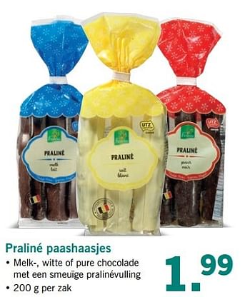 Aanbiedingen Praliné paashaasjes - Huismerk - Lidl - Geldig van 20/03/2017 tot 26/03/2017 bij Lidl