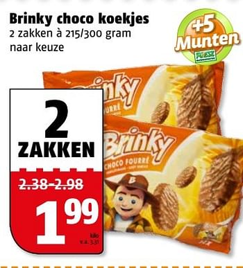 Aanbiedingen Brinky choco koekjes - Brinky - Geldig van 20/03/2017 tot 26/03/2017 bij Poiesz