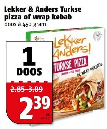 Aanbiedingen Lekker + anders turkse pizza of wrap kebab - Lekker&amp;Anders - Geldig van 20/03/2017 tot 26/03/2017 bij Poiesz
