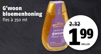 Aanbiedingen G`woon bloemenhoning - Gâ€™woon - Geldig van 20/03/2017 tot 26/03/2017 bij Poiesz