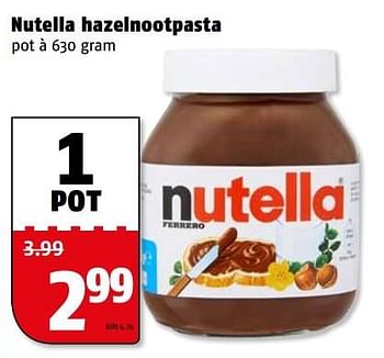 Aanbiedingen Nutella hazelnootpasta - Nutella - Geldig van 20/03/2017 tot 26/03/2017 bij Poiesz