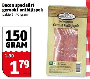 Aanbiedingen Bacon specialist gerookt ontbijtspek - Huismerk Poiesz - Geldig van 20/03/2017 tot 26/03/2017 bij Poiesz