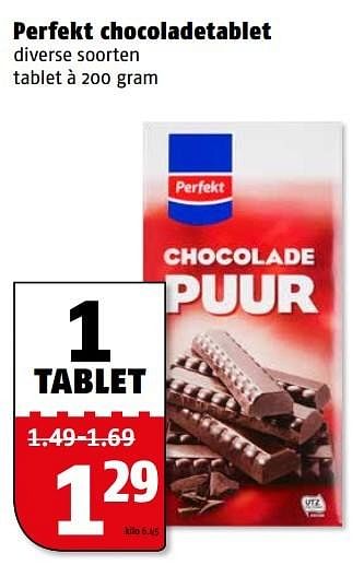 Aanbiedingen Perfekt chocoladetablet - Perfekt - Geldig van 20/03/2017 tot 26/03/2017 bij Poiesz