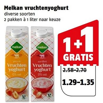 Aanbiedingen Melkan vruchtenyoghurt - Melkan - Geldig van 20/03/2017 tot 26/03/2017 bij Poiesz