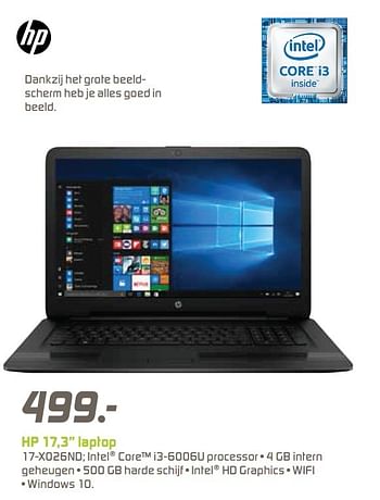 Aanbiedingen Hp 17,3 laptop - HP - Geldig van 20/03/2017 tot 02/04/2017 bij BCC