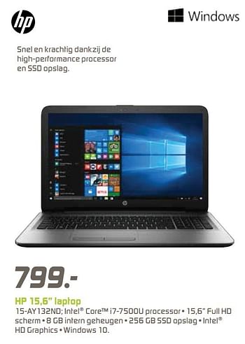 Aanbiedingen Hp 15,6 laptop - HP - Geldig van 20/03/2017 tot 02/04/2017 bij BCC