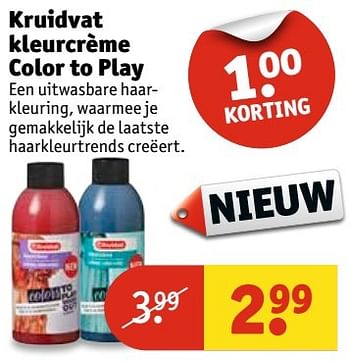 Aanbiedingen Kruidvat kleurcrème color to play - Huismerk - Kruidvat - Geldig van 21/03/2017 tot 26/03/2017 bij Kruidvat