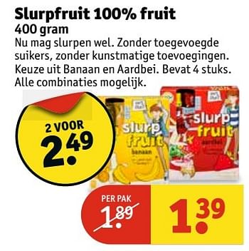 Aanbiedingen Slurpfruit 100% fruit - Huismerk - Kruidvat - Geldig van 21/03/2017 tot 26/03/2017 bij Kruidvat