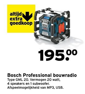 Aanbiedingen Bosch professional bouwradio - Bosch - Geldig van 20/03/2017 tot 26/03/2017 bij Gamma