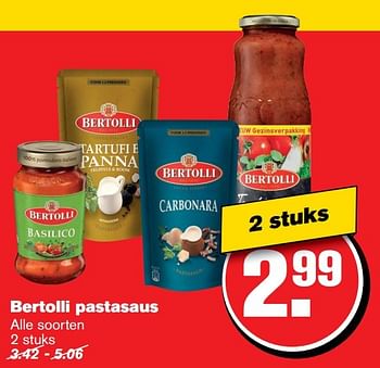 Aanbiedingen Bertolli pastasaus - Bertolli - Geldig van 22/03/2017 tot 28/03/2017 bij Hoogvliet